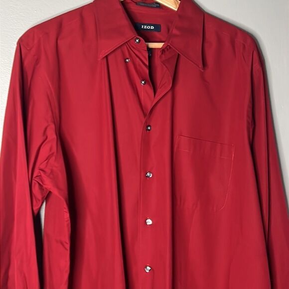 Izod silky poplin, long sleeve button down shirt, size extra-large - Picture 5 of 12